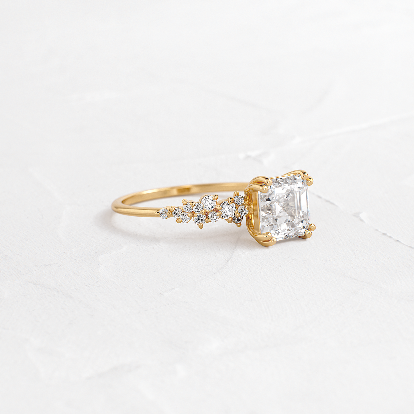 Cluster & Double Prong-Asscher Lab Grown Diamond Engagement Ring