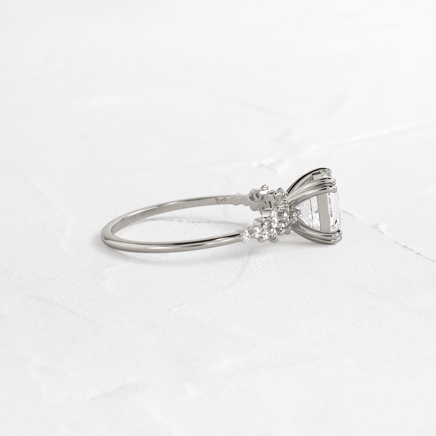 Cluster & Double Prong-Asscher Lab Grown Diamond Engagement Ring