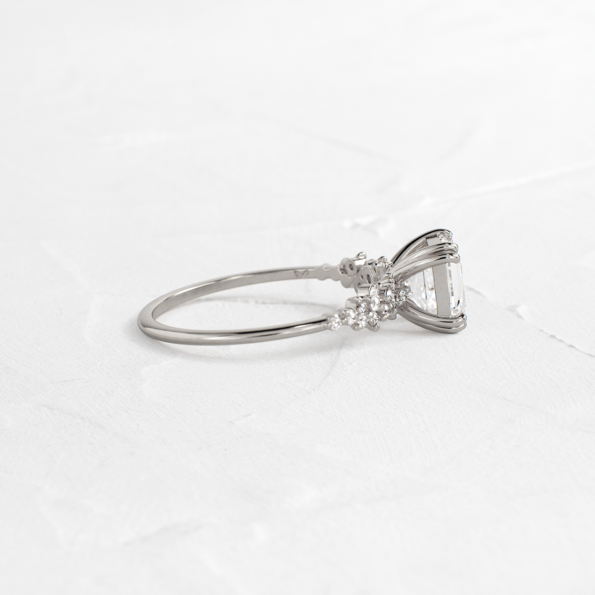 Cluster & Double Prong-Asscher Lab Grown Diamond Engagement Ring