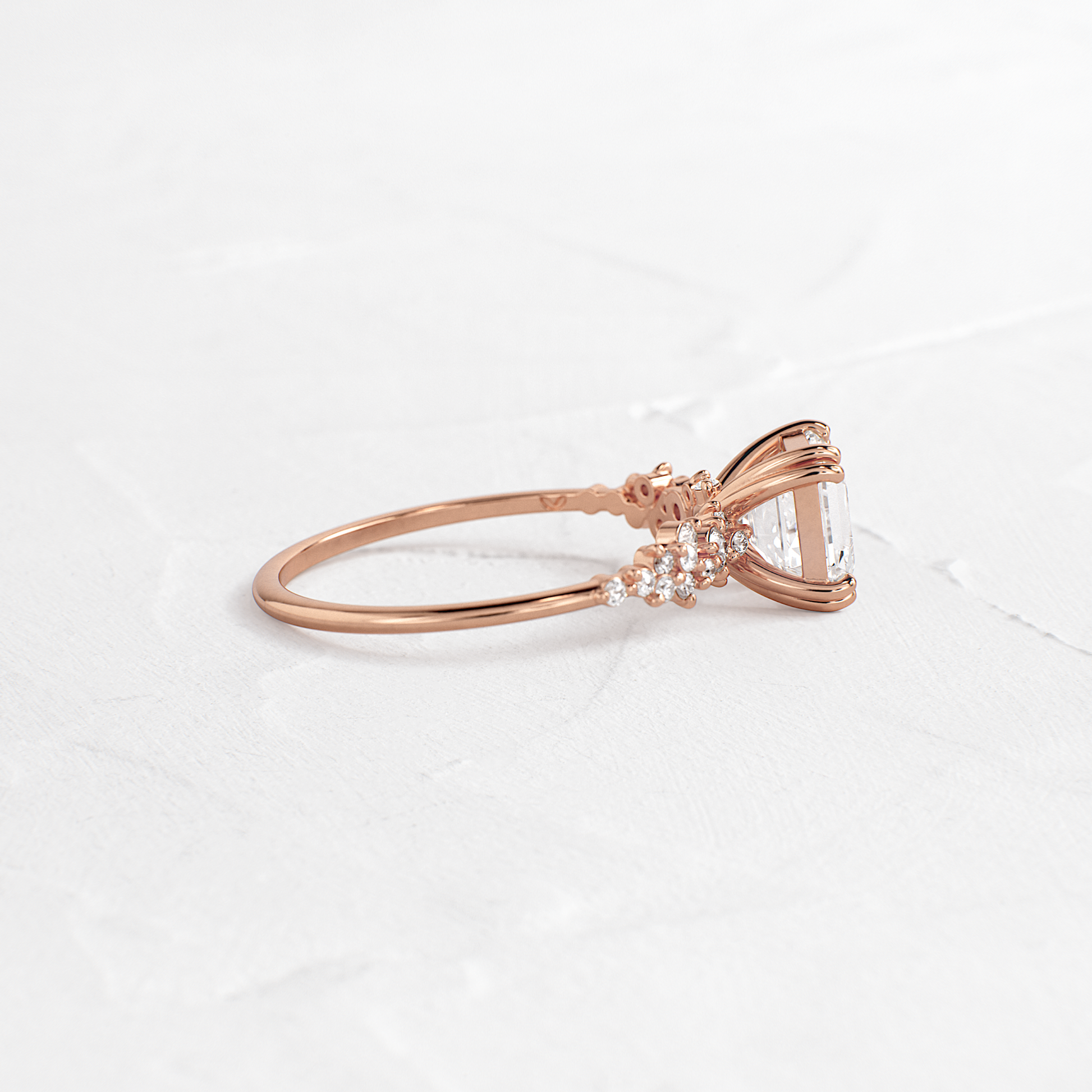 Cluster & Double Prong-Asscher Lab Grown Diamond Engagement Ring