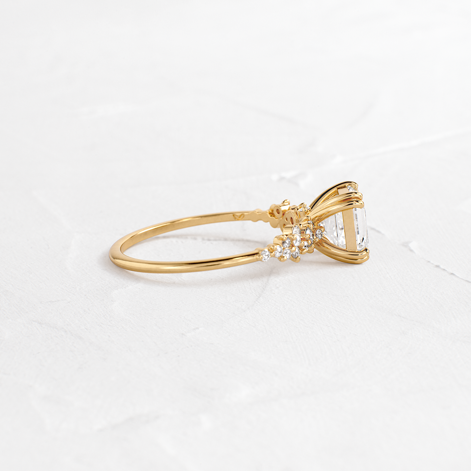 Cluster & Double Prong-Asscher Lab Grown Diamond Engagement Ring
