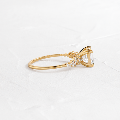 Cluster & Double Prong-Asscher Lab Grown Diamond Engagement Ring
