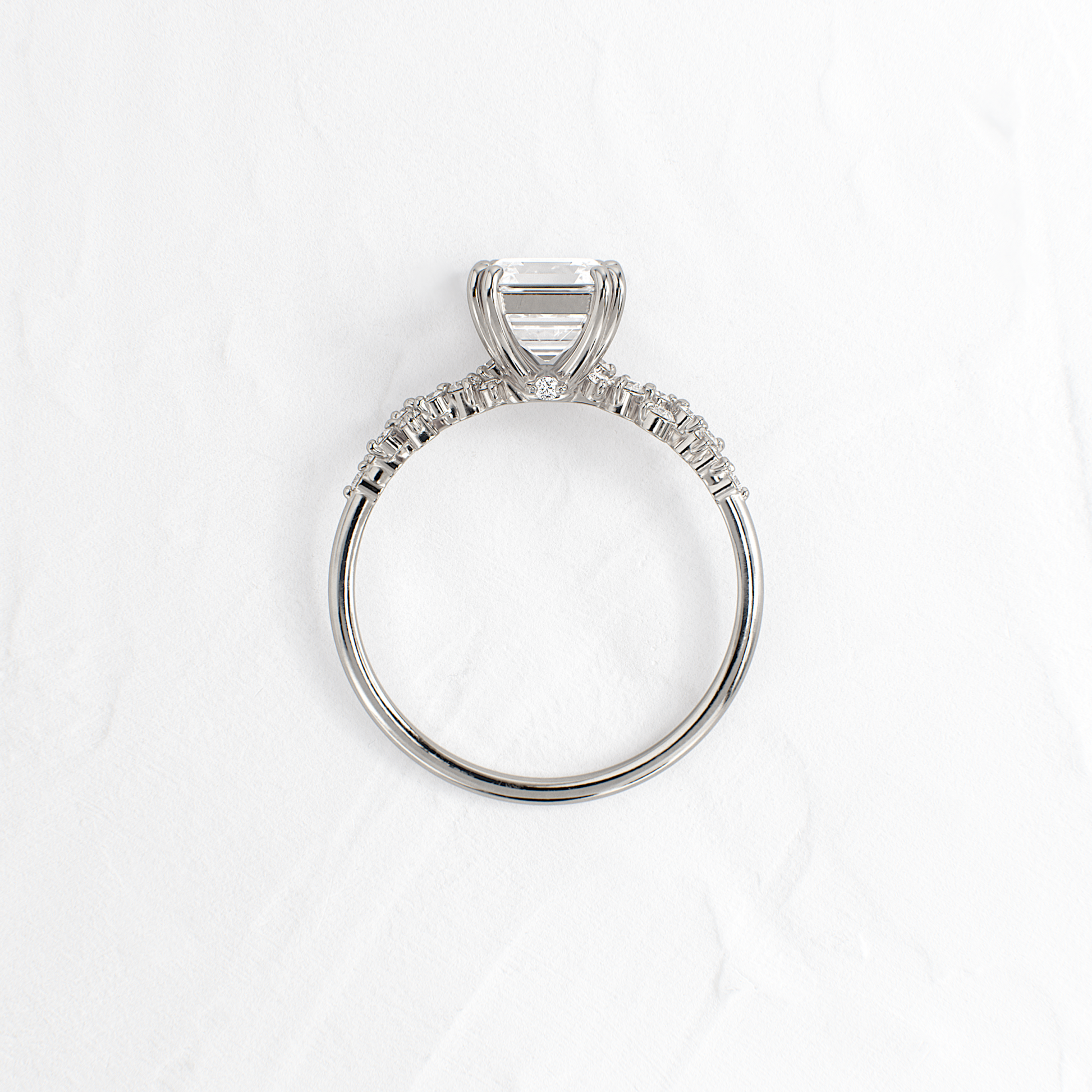 Cluster & Double Prong-Asscher Lab Grown Diamond Engagement Ring