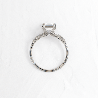Cluster & Double Prong-Asscher Lab Grown Diamond Engagement Ring