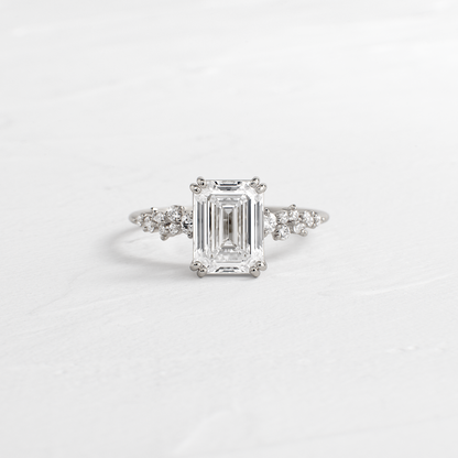 Cluster & Double Prong-Emerald Lab Grown Diamond Engagement Ring