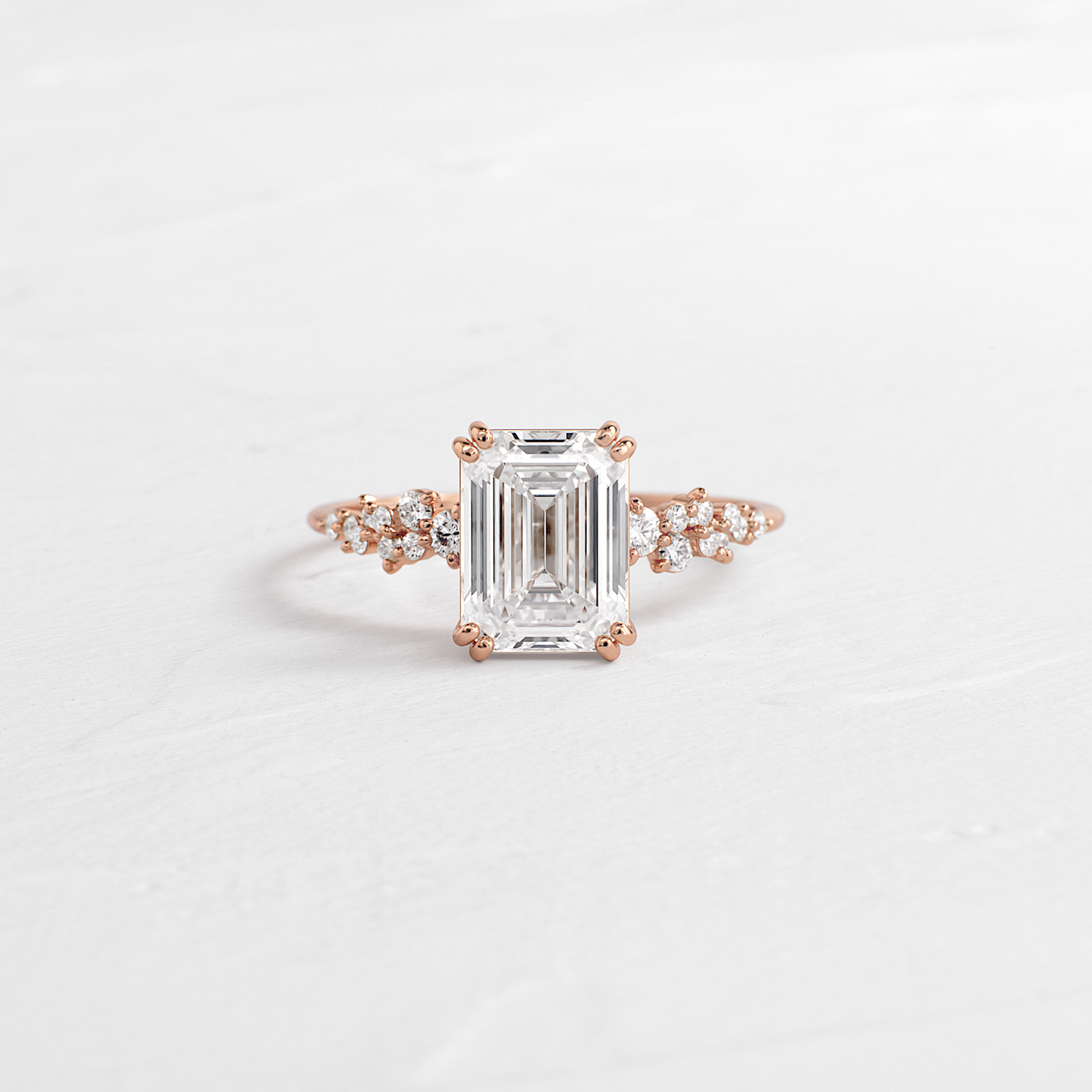 Cluster & Double Prong-Emerald Lab Grown Diamond Engagement Ring