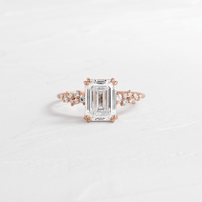 Cluster & Double Prong-Emerald Lab Grown Diamond Engagement Ring