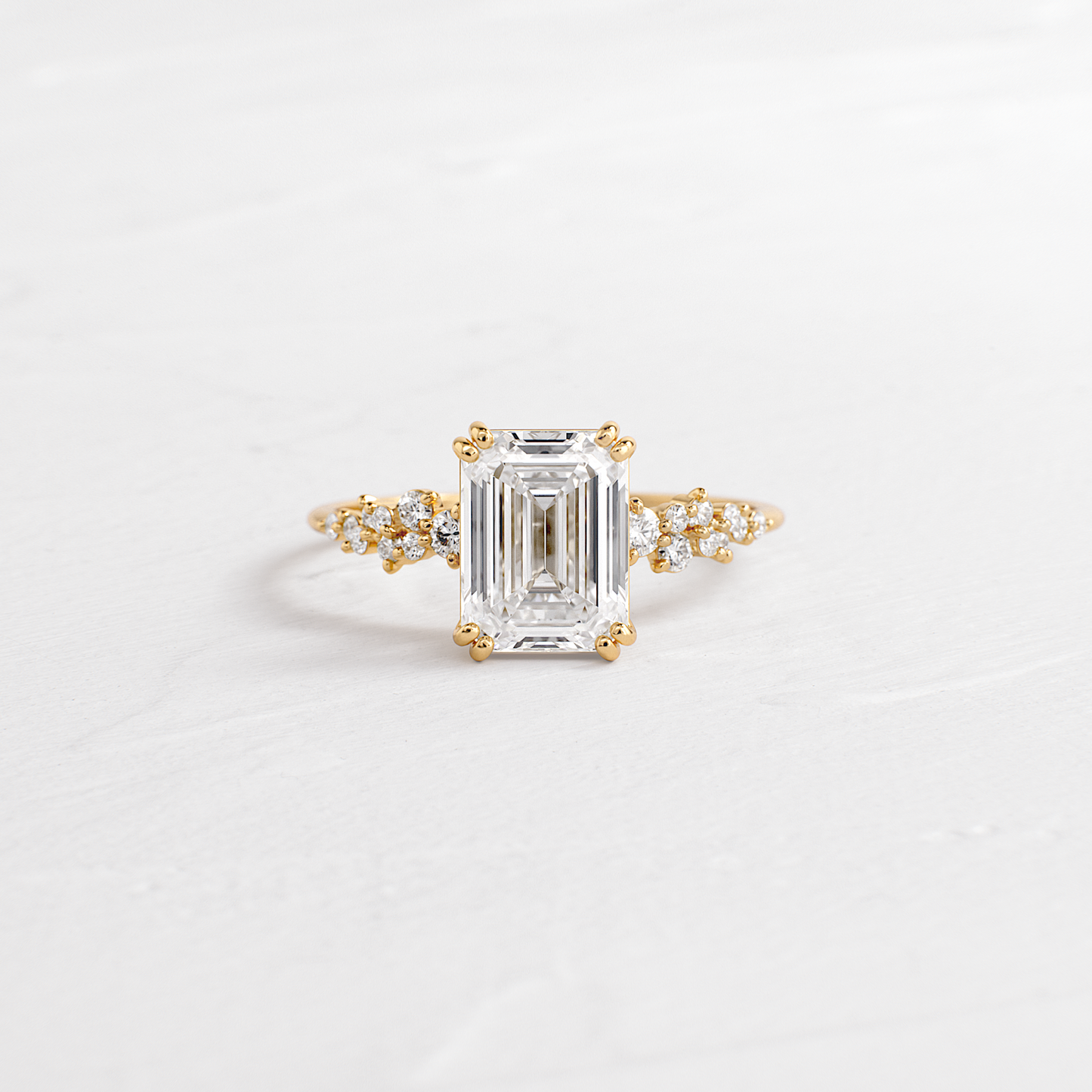 Cluster & Double Prong-Emerald Lab Grown Diamond Engagement Ring