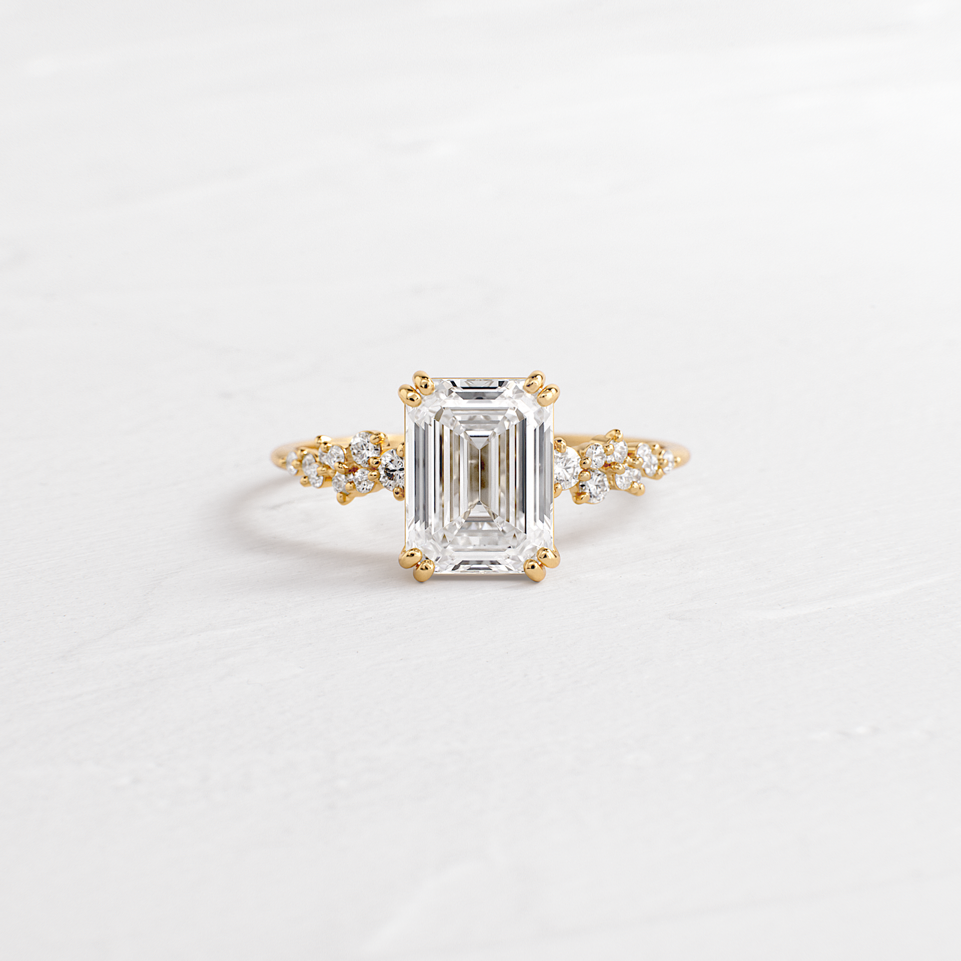 Cluster & Double Prong-Emerald Lab Grown Diamond Engagement Ring