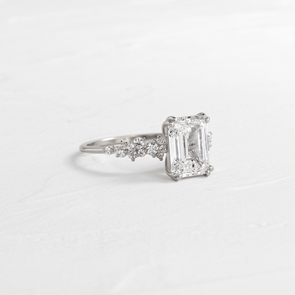 Cluster & Double Prong-Emerald Lab Grown Diamond Engagement Ring