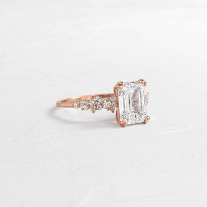 Cluster & Double Prong-Emerald Lab Grown Diamond Engagement Ring