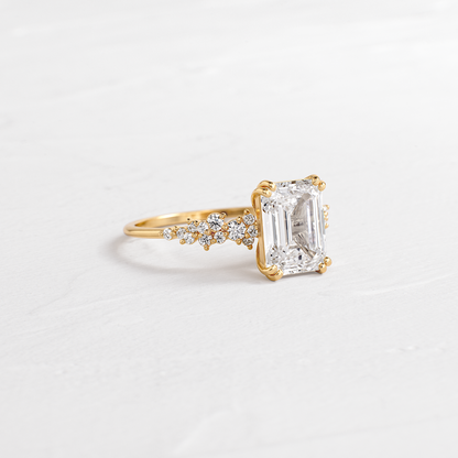 Cluster & Double Prong-Emerald Lab Grown Diamond Engagement Ring