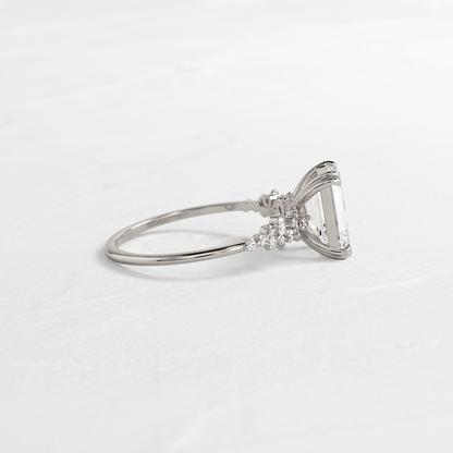Cluster & Double Prong-Emerald Lab Grown Diamond Engagement Ring