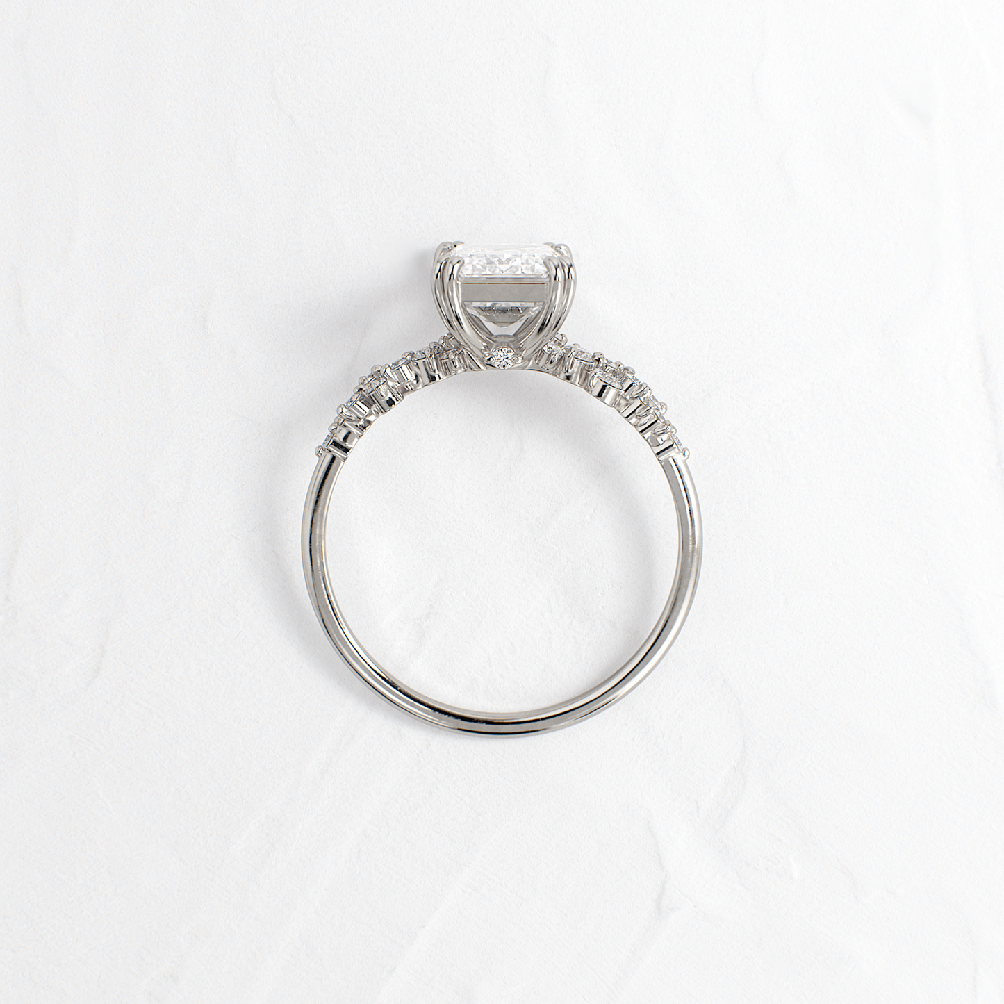 Cluster & Double Prong-Emerald Lab Grown Diamond Engagement Ring