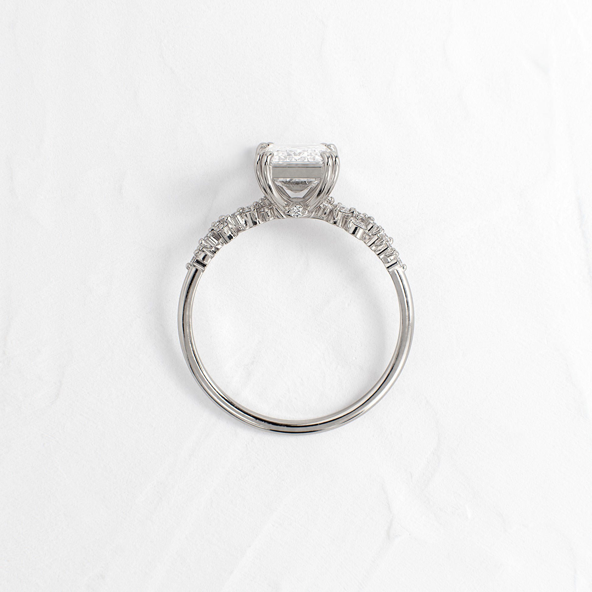 Cluster & Double Prong-Emerald Lab Grown Diamond Engagement Ring