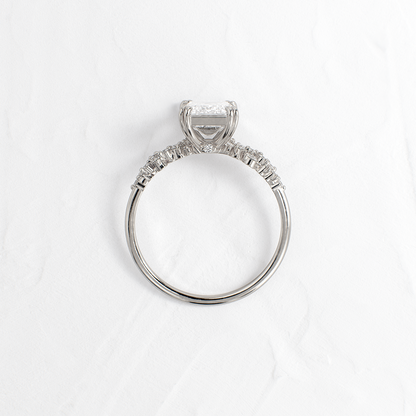 Cluster & Double Prong-Emerald Lab Grown Diamond Engagement Ring