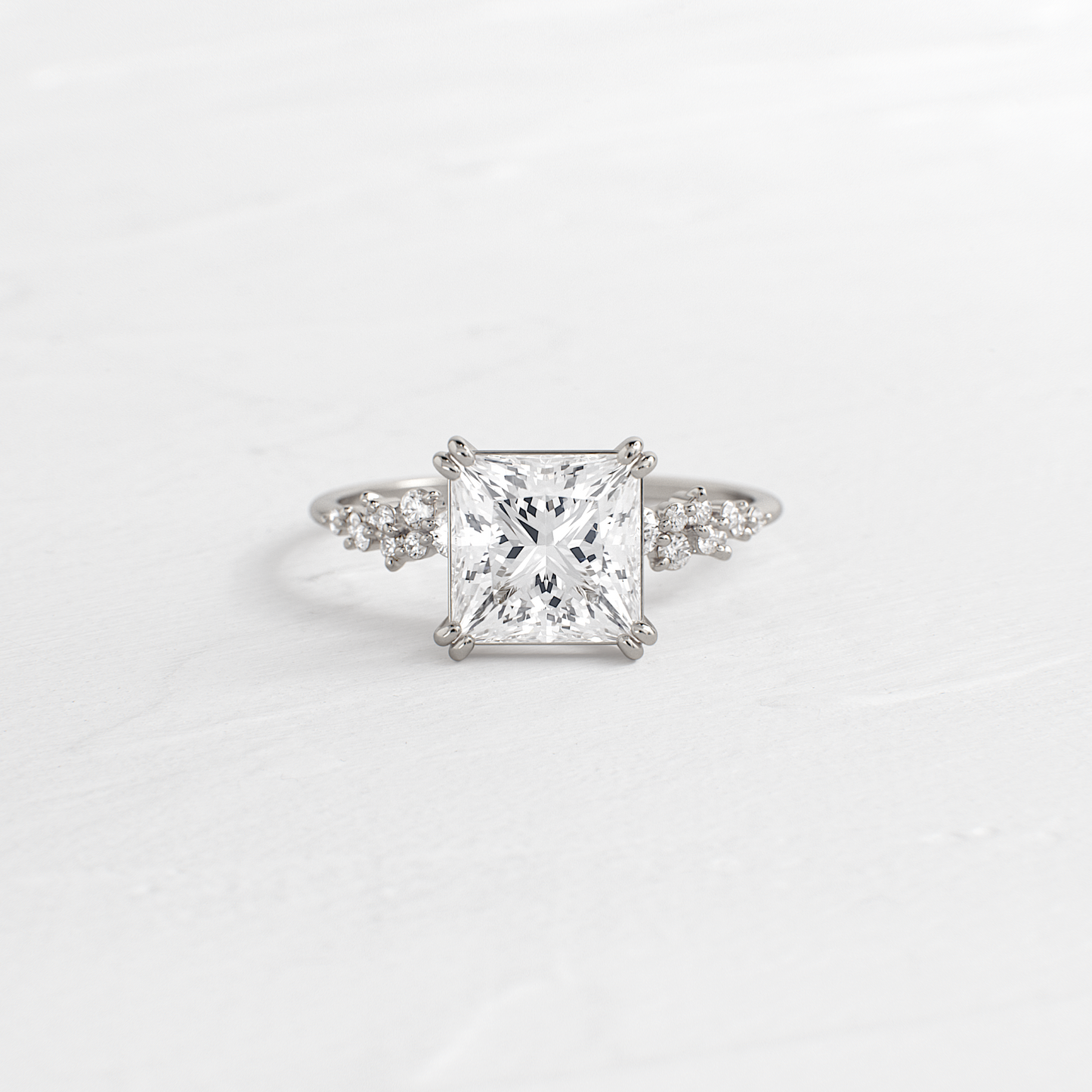 Cluster & Double Prong-Princess Lab Grown Diamond Engagement Ring