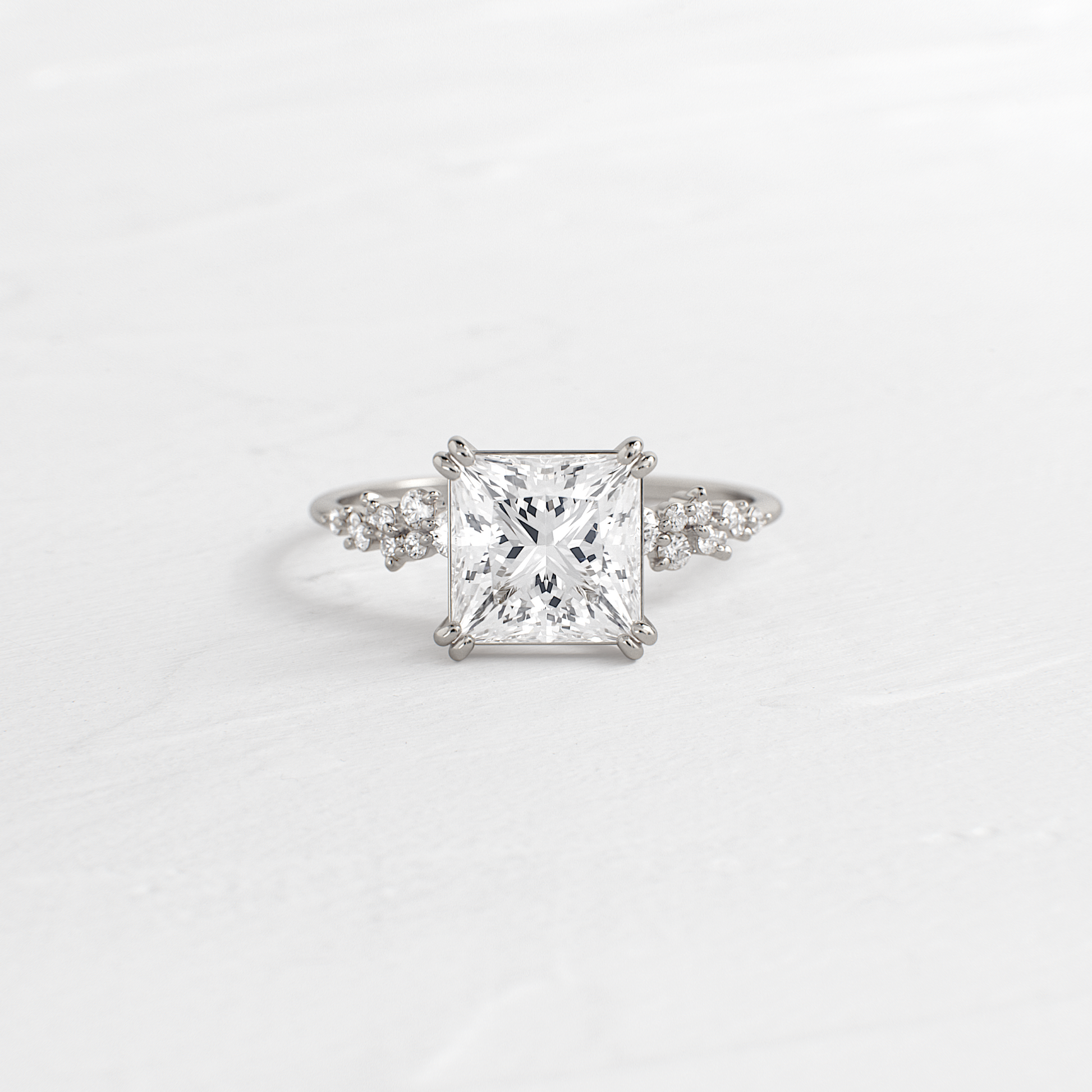 Cluster & Double Prong-Princess Lab Grown Diamond Engagement Ring