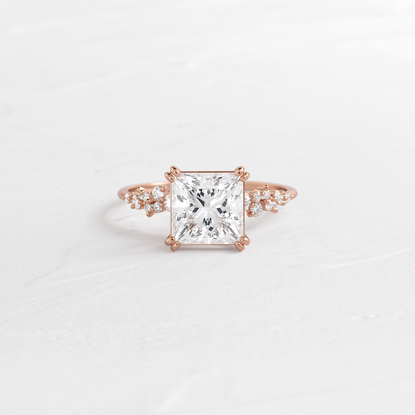 Cluster & Double Prong-Princess Lab Grown Diamond Engagement Ring