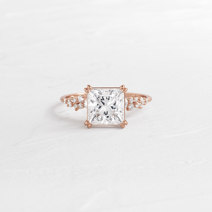 Cluster & Double Prong-Princess Lab Grown Diamond Engagement Ring