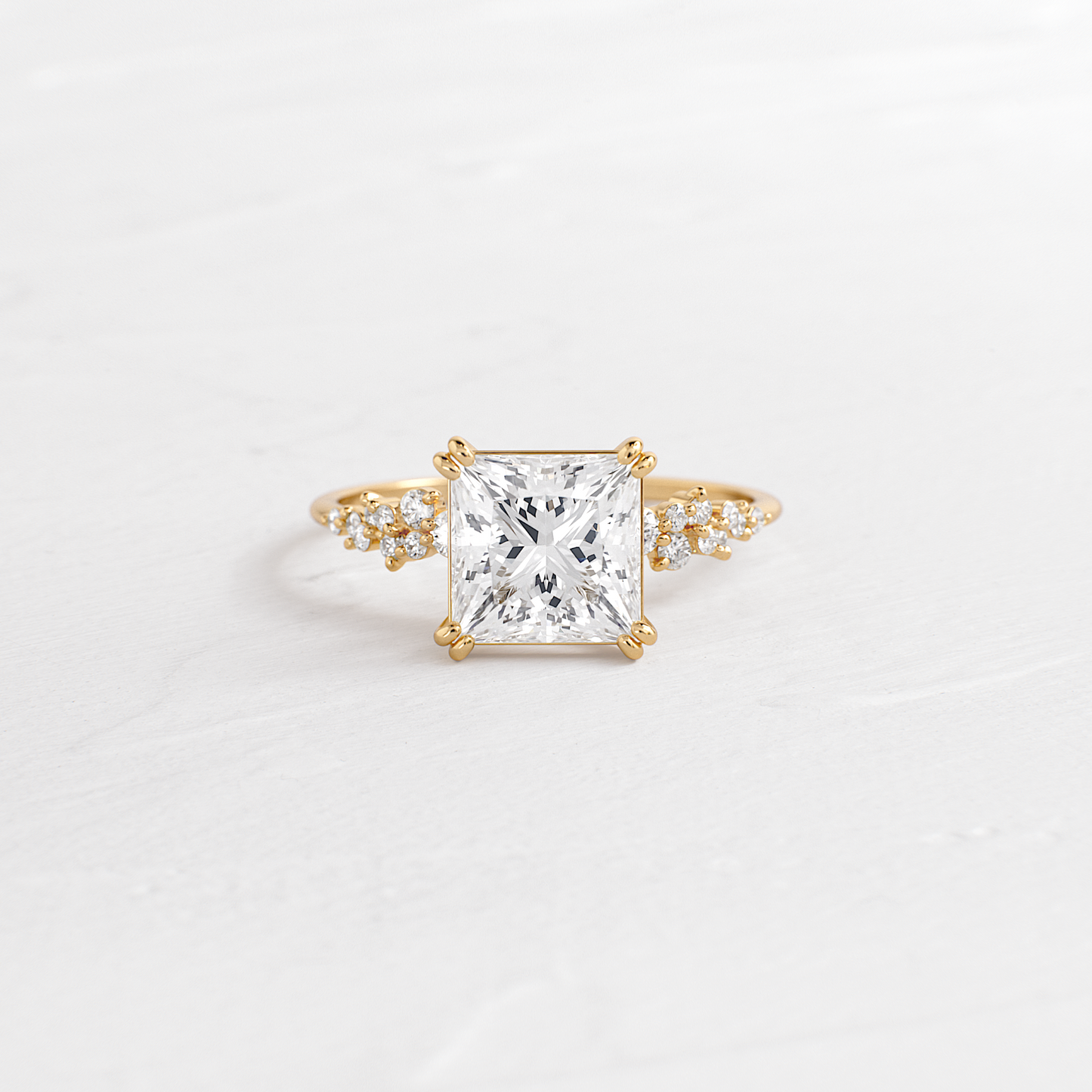 Cluster & Double Prong-Princess Lab Grown Diamond Engagement Ring