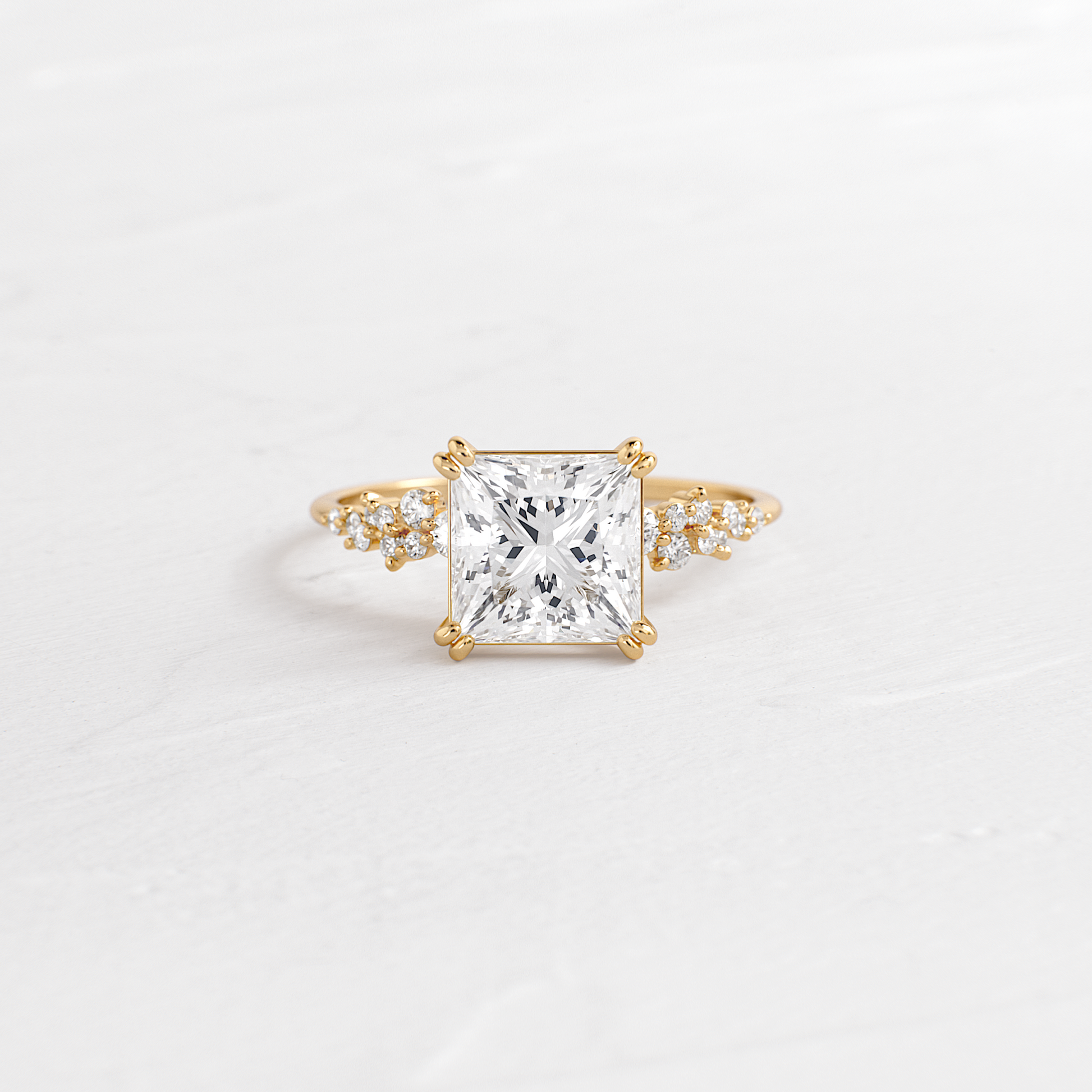 Cluster & Double Prong-Princess Lab Grown Diamond Engagement Ring