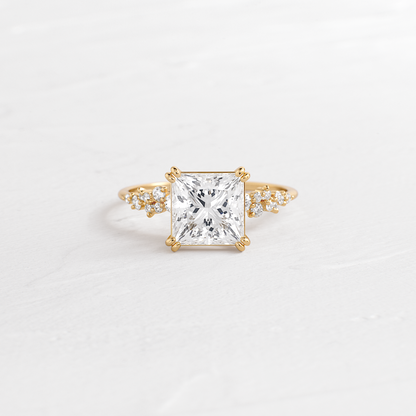 Cluster & Double Prong-Princess Lab Grown Diamond Engagement Ring