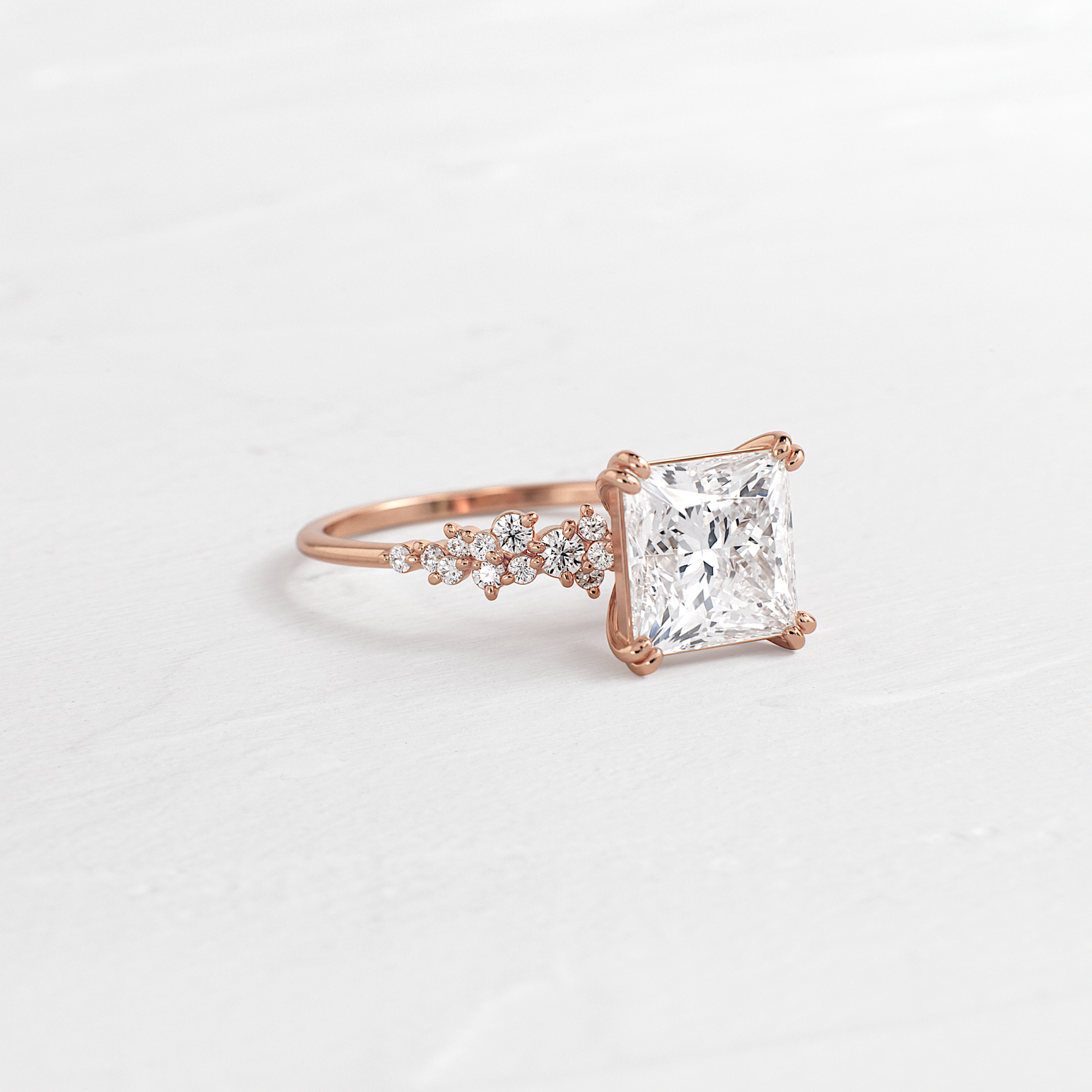 Cluster & Double Prong-Princess Lab Grown Diamond Engagement Ring