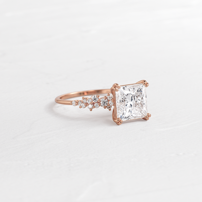 Cluster & Double Prong-Princess Lab Grown Diamond Engagement Ring