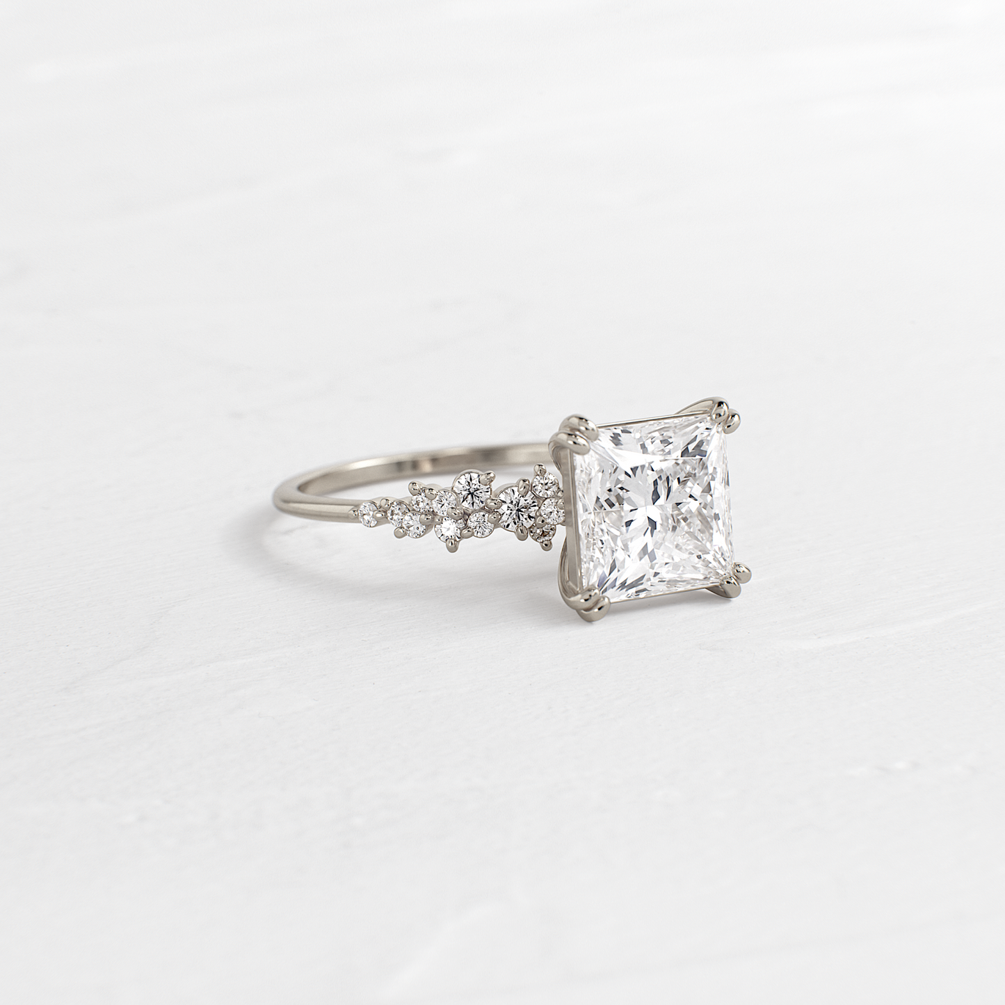 Cluster & Double Prong-Princess Lab Grown Diamond Engagement Ring