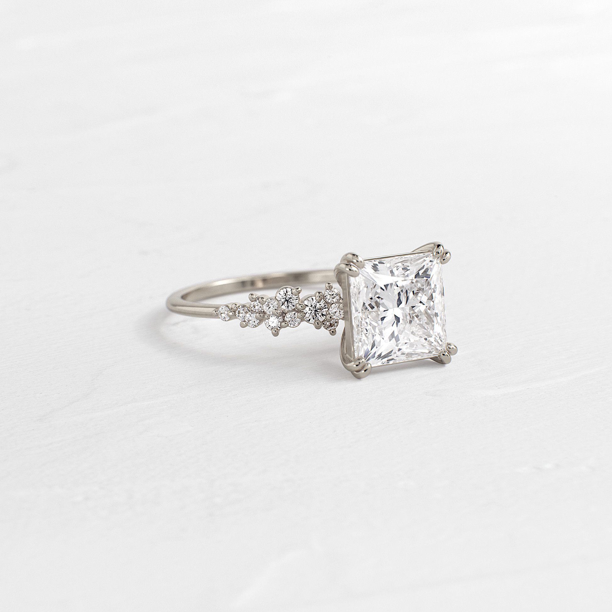 Cluster & Double Prong-Princess Lab Grown Diamond Engagement Ring