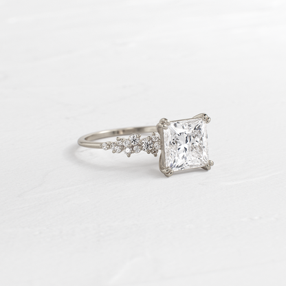 Cluster & Double Prong-Princess Lab Grown Diamond Engagement Ring