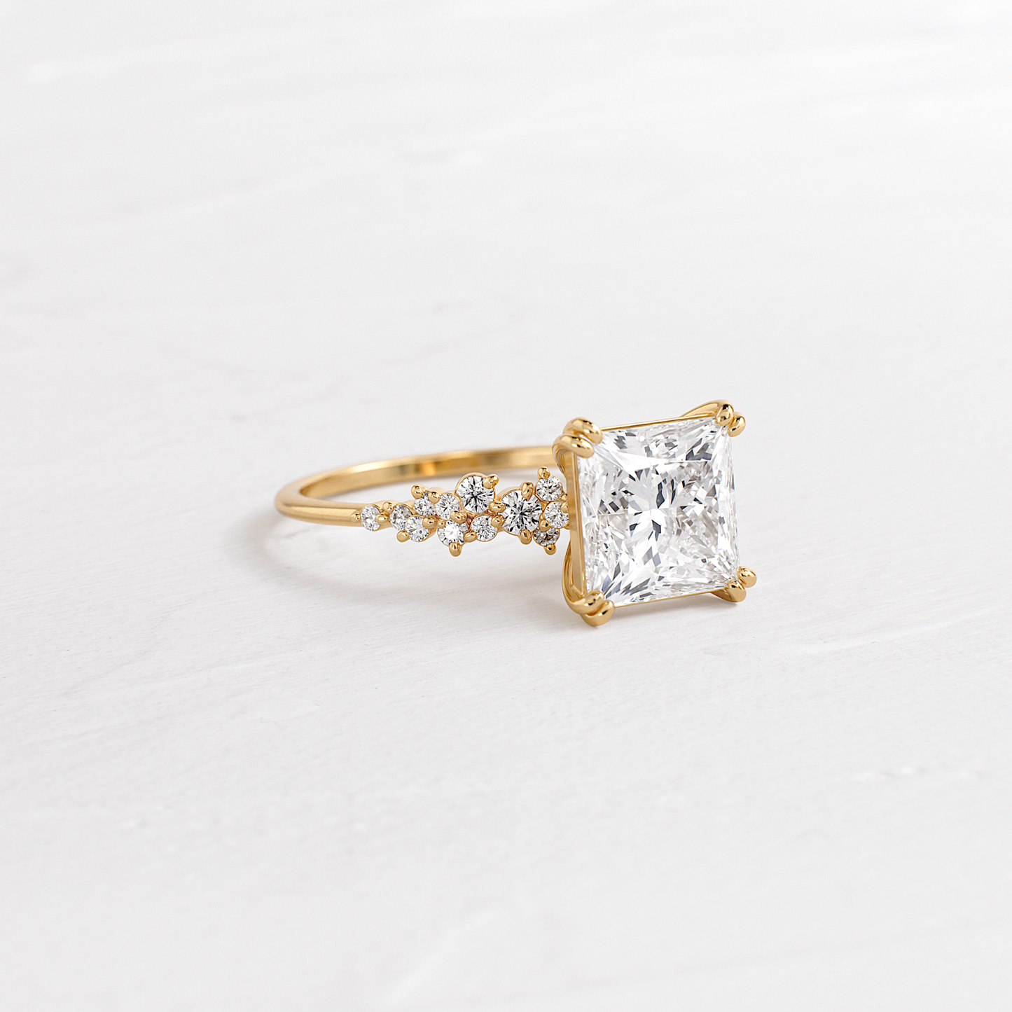 Cluster & Double Prong-Princess Lab Grown Diamond Engagement Ring