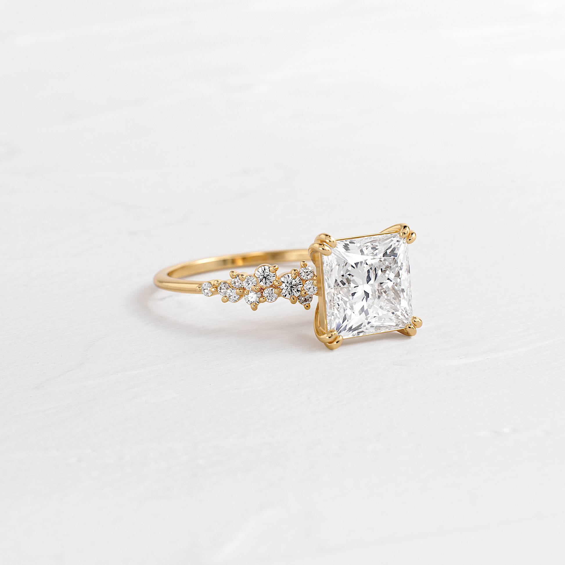 Cluster & Double Prong-Princess Lab Grown Diamond Engagement Ring