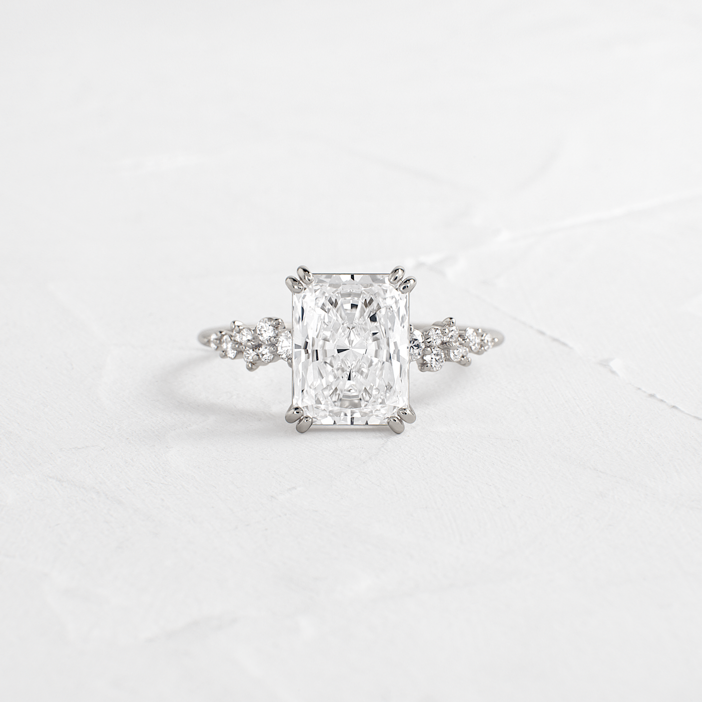 Cluster Style Double Prong-Radiant Lab Grown Diamond Engagement Ring