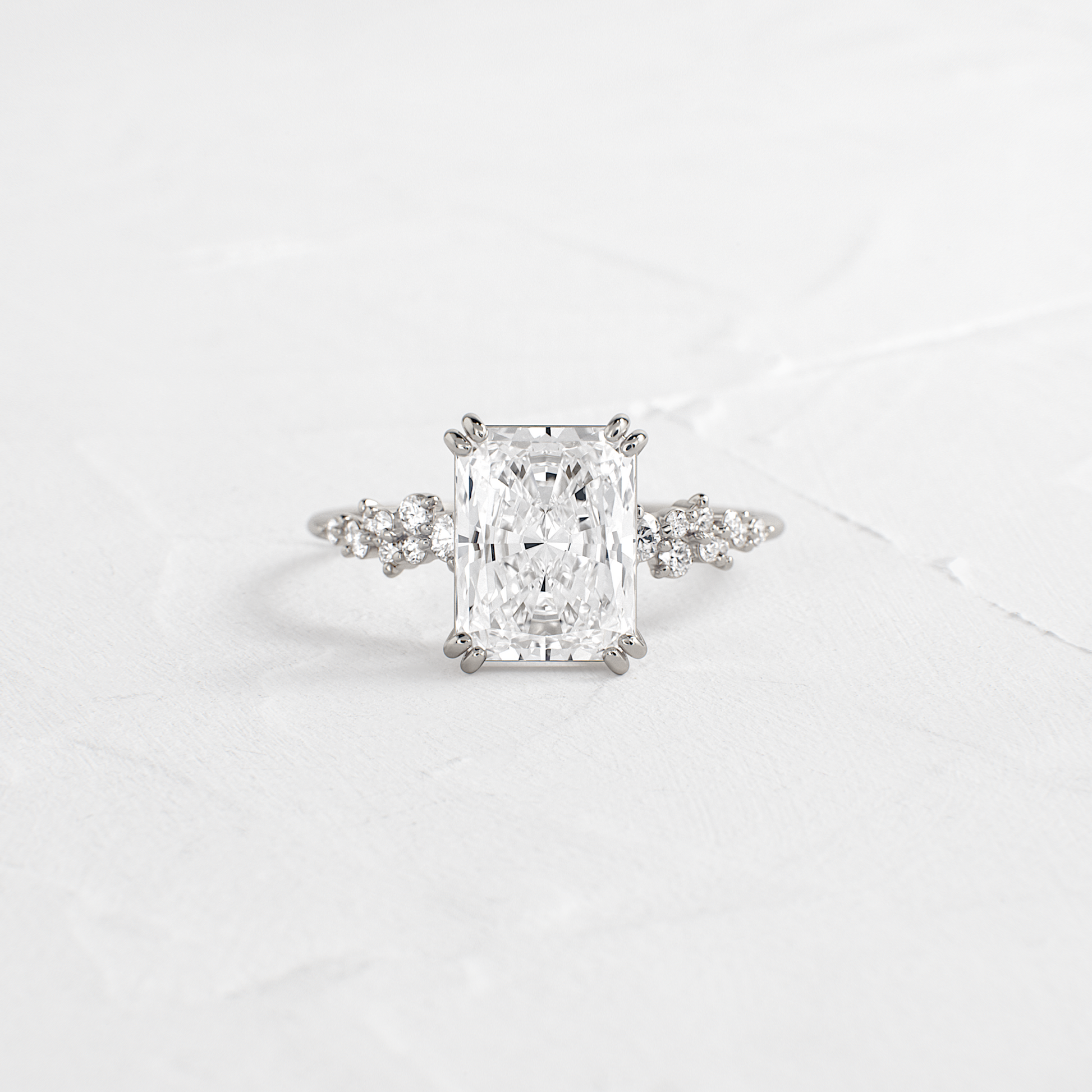 Cluster Style Double Prong-Radiant Lab Grown Diamond Engagement Ring