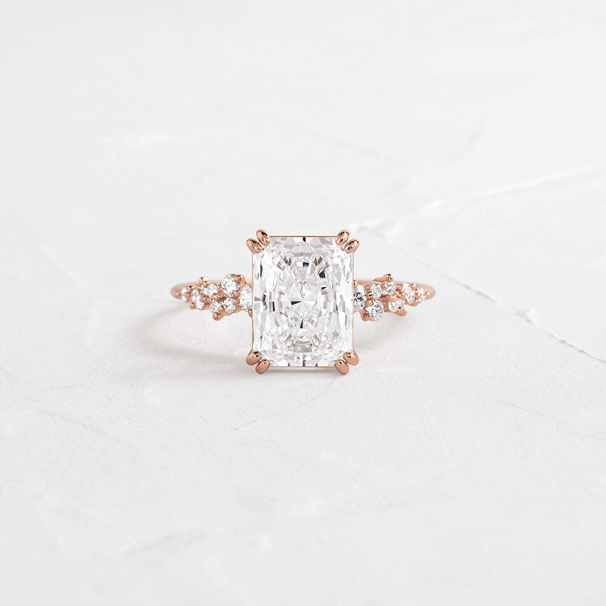 Cluster Style Double Prong-Radiant Lab Grown Diamond Engagement Ring