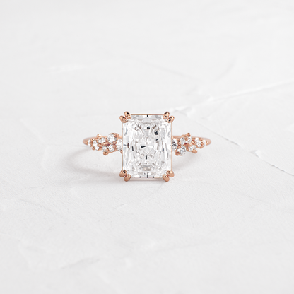 Cluster Style Double Prong-Radiant Lab Grown Diamond Engagement Ring