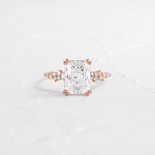 Cluster Style Double Prong-Radiant Lab Grown Diamond Engagement Ring