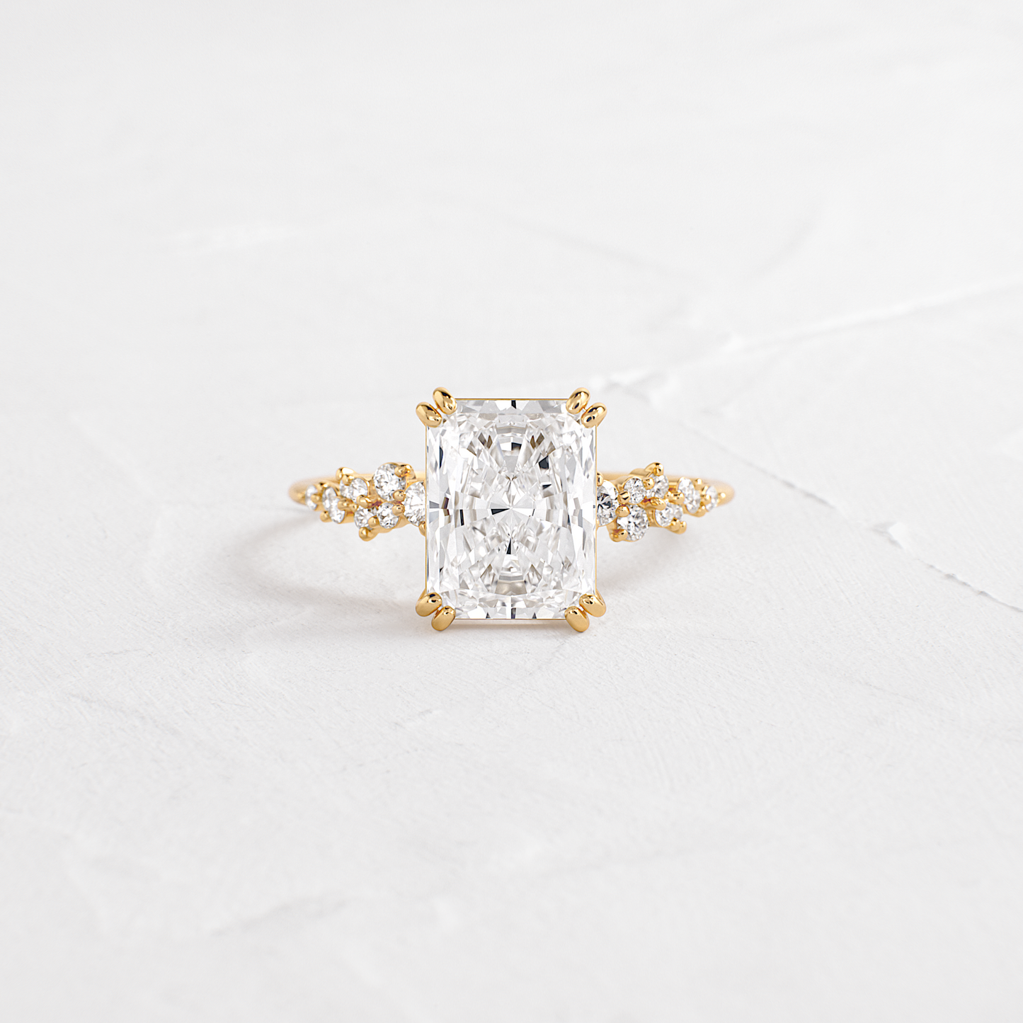 Cluster Style Double Prong-Radiant Lab Grown Diamond Engagement Ring