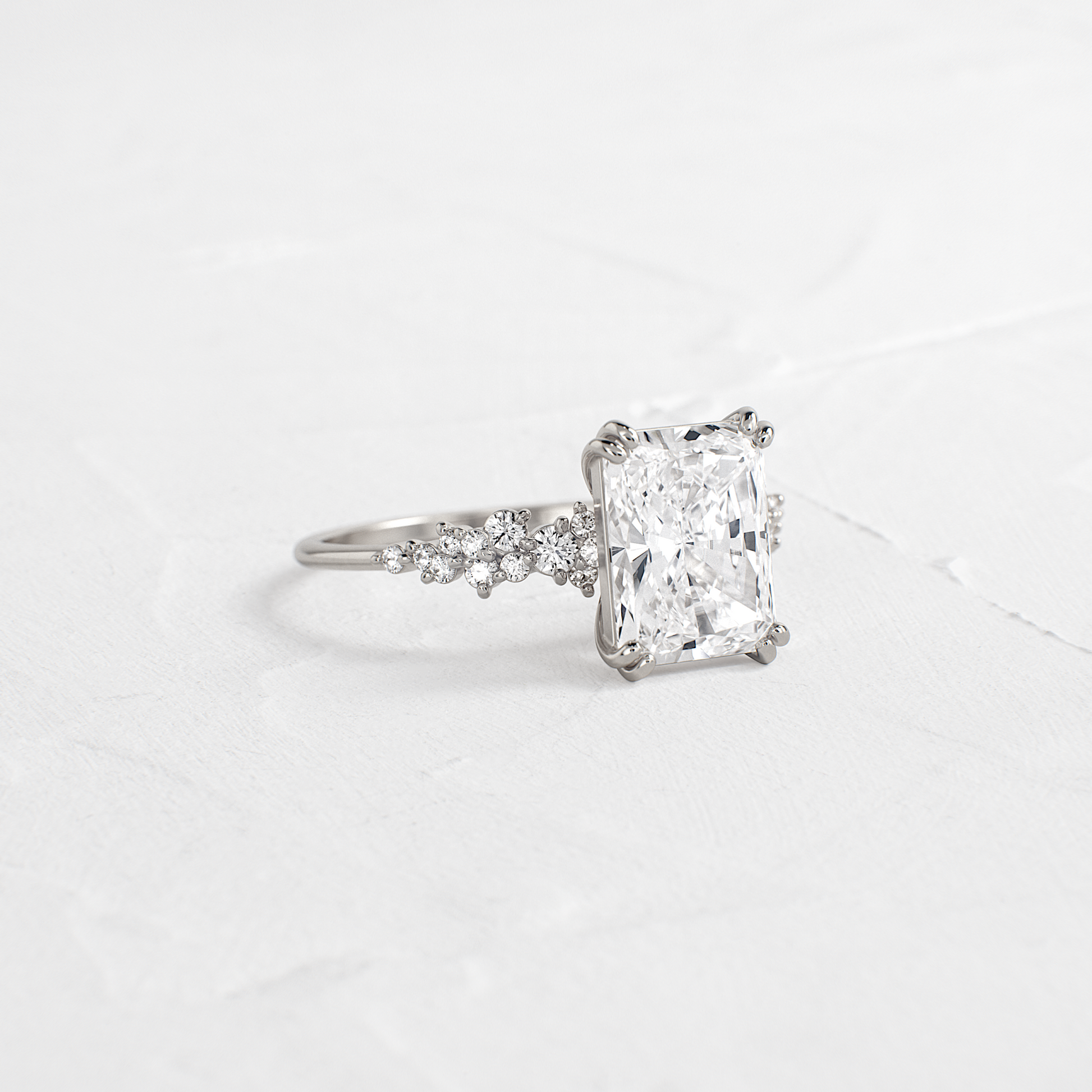 Cluster Style Double Prong-Radiant Lab Grown Diamond Engagement Ring