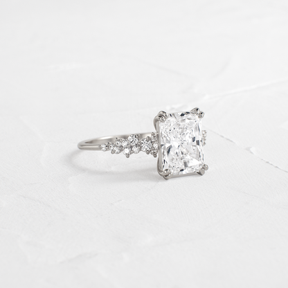 Cluster Style Double Prong-Radiant Lab Grown Diamond Engagement Ring