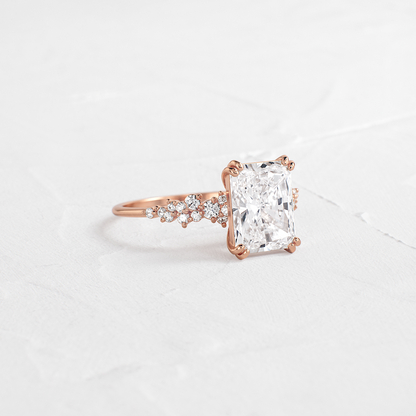 Cluster Style Double Prong-Radiant Lab Grown Diamond Engagement Ring