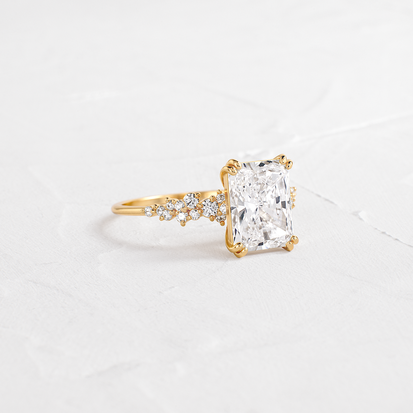 Cluster Style Double Prong-Radiant Lab Grown Diamond Engagement Ring