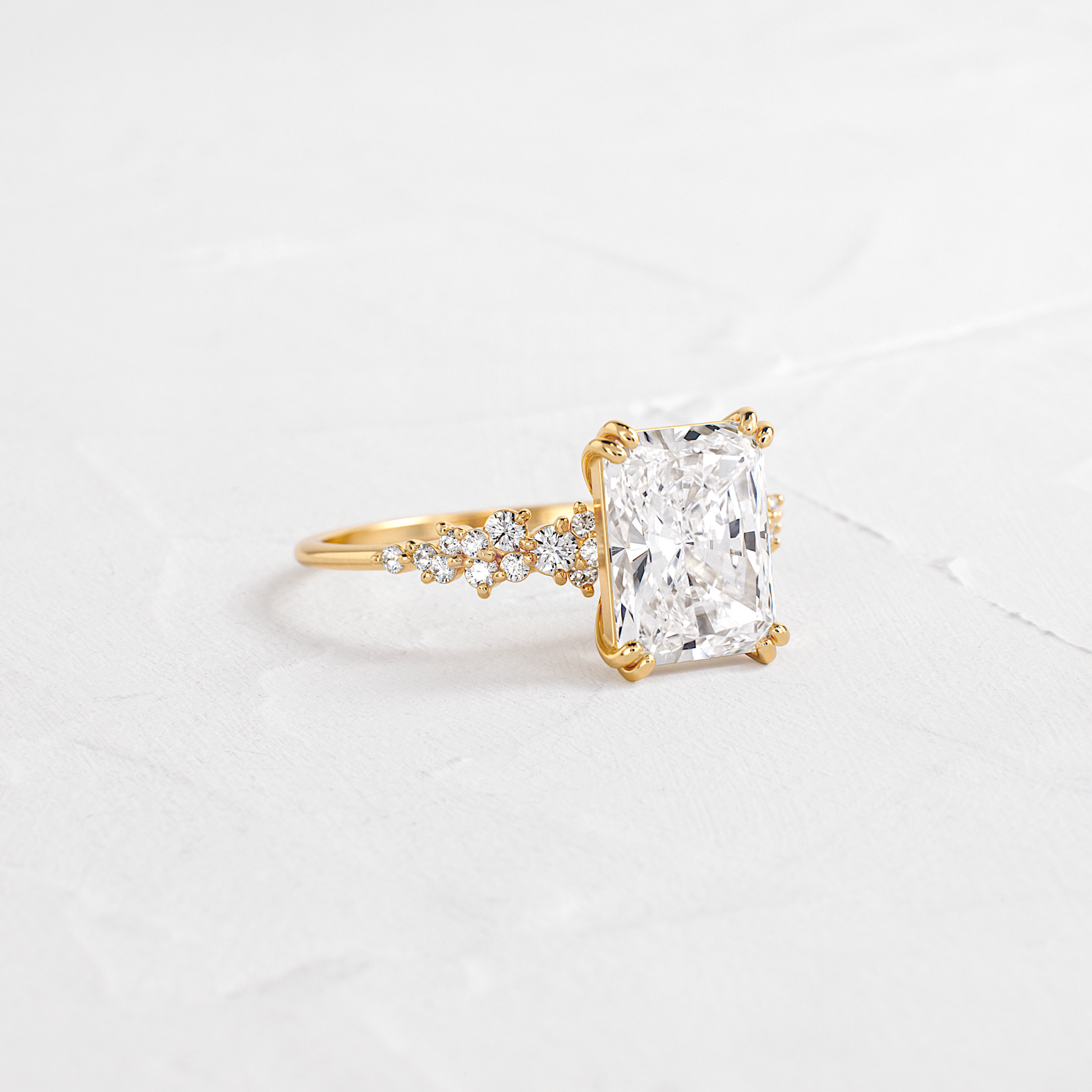 Cluster Style Double Prong-Radiant Lab Grown Diamond Engagement Ring