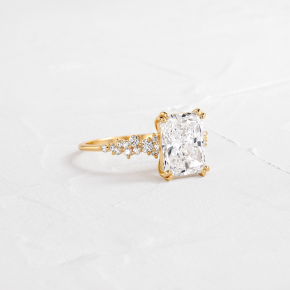Cluster Style Double Prong-Radiant Lab Grown Diamond Engagement Ring