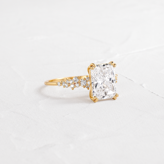 Cluster Style Double Prong-Radiant Lab Grown Diamond Engagement Ring