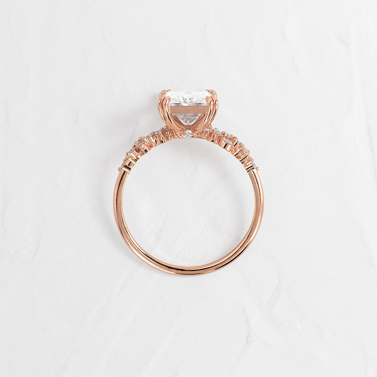 Cluster Style Double Prong-Radiant Lab Grown Diamond Engagement Ring