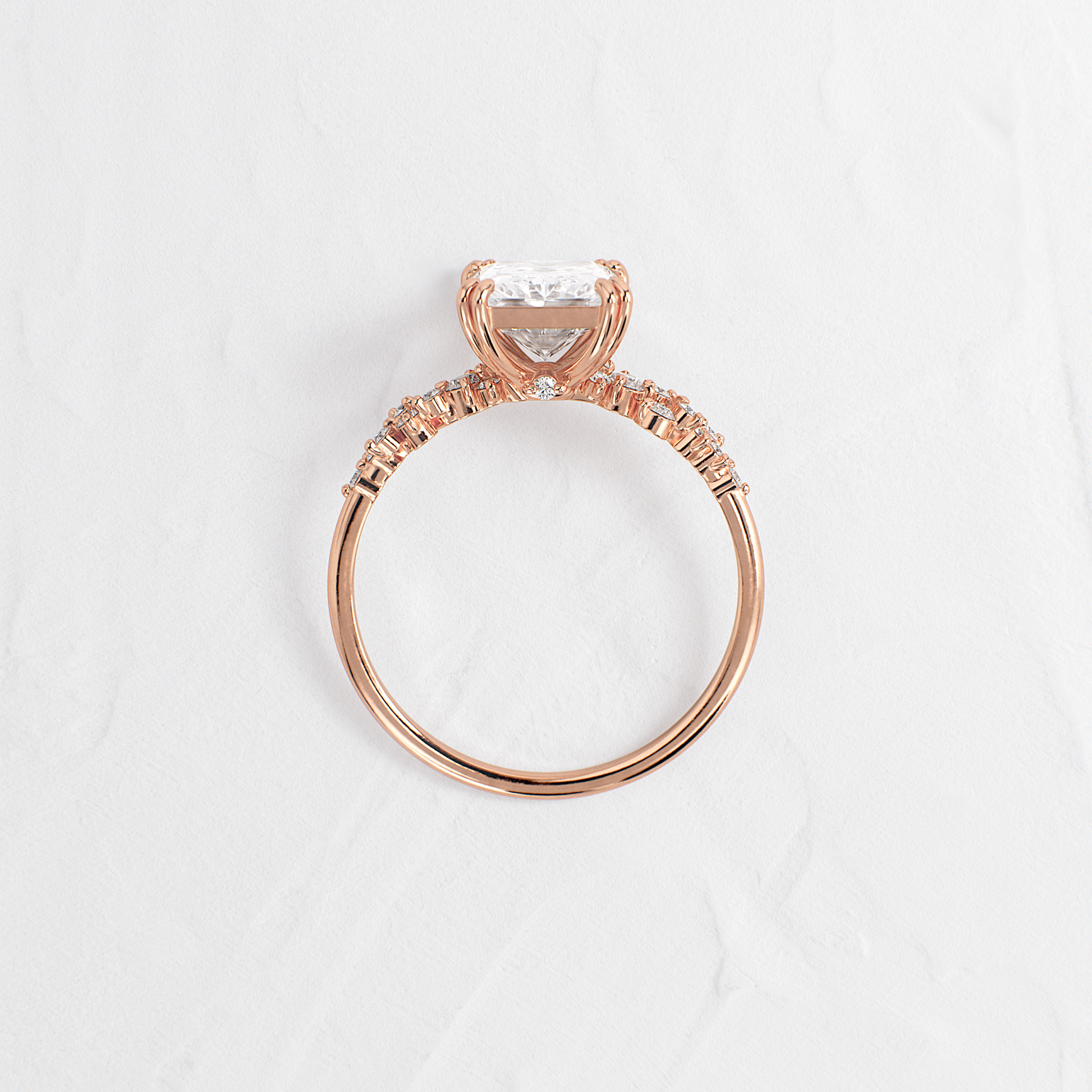 Cluster Style Double Prong-Radiant Lab Grown Diamond Engagement Ring