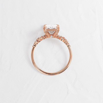 Cluster Style Double Prong-Radiant Lab Grown Diamond Engagement Ring